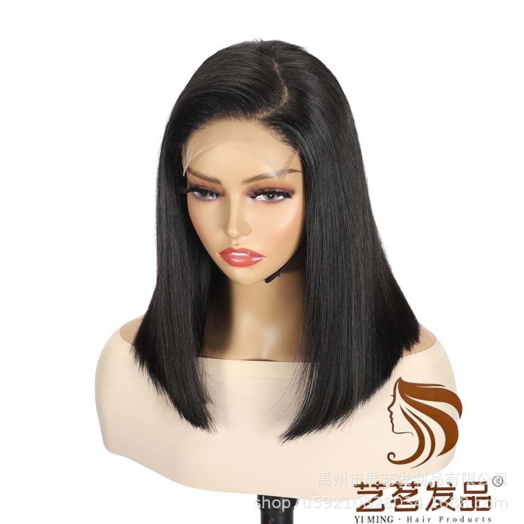 Cross-border European and American 5X5 HD Transparent Lace Closure Wig Front Lace Wig BoBo head