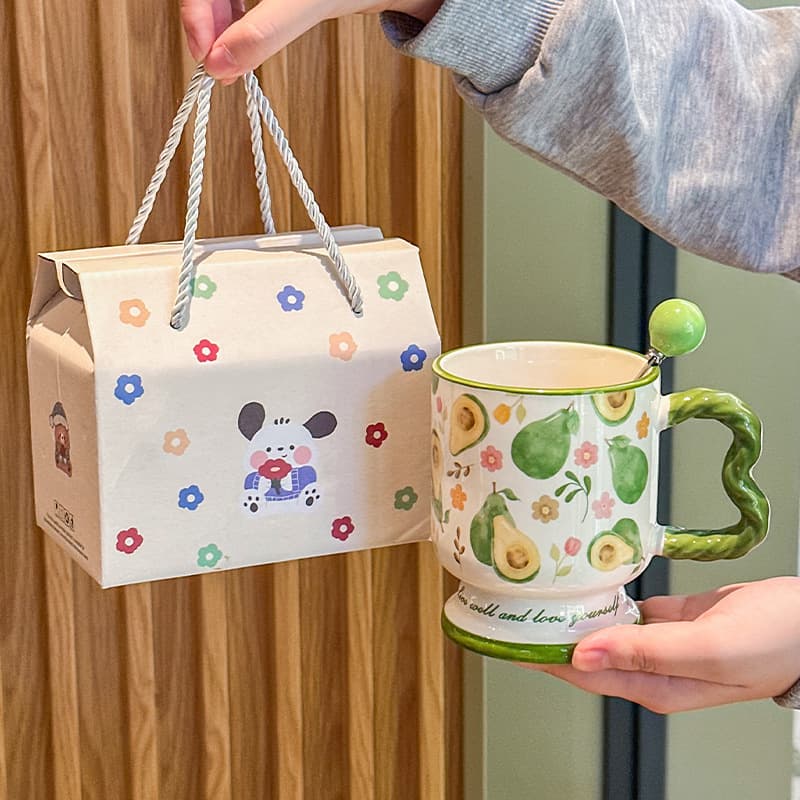 Cute Mug Cartoon Ceramic Water Cup Couple Coffee Cup Gift for Her Bridesmaid Practical Birthday Gift for Best Friend