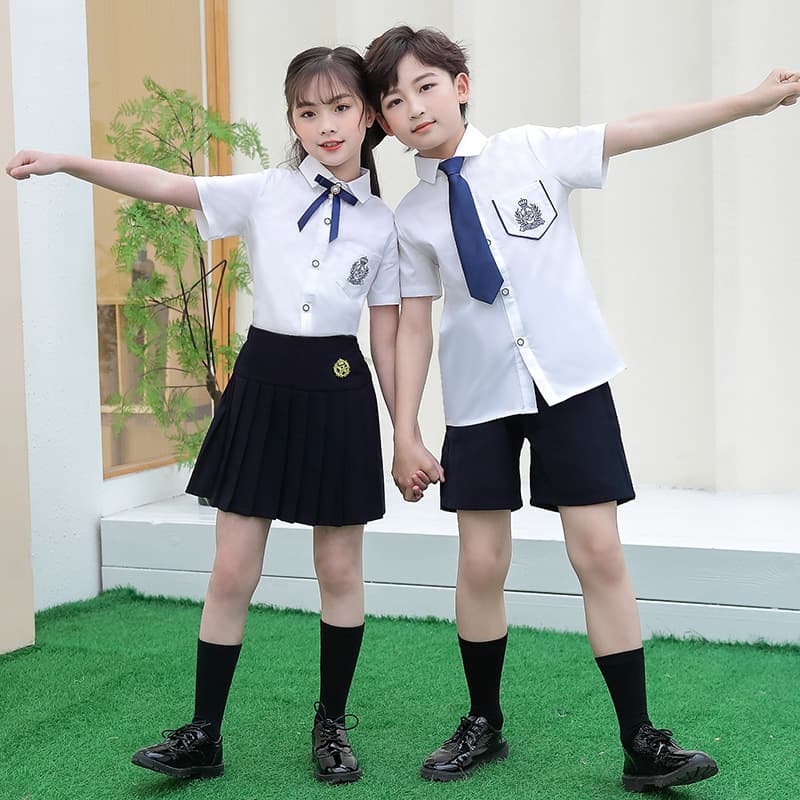 Children's Formal Dress Summer Kindergarten Uniform School Uniform Graduation Class Style Short Sleeve Shirt