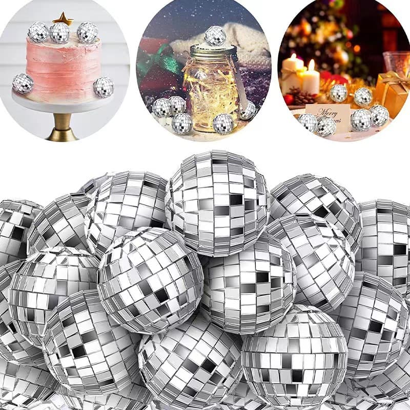 Amazon Best-selling Colored Foam Glass Cap-less Cake Toppers, Bar/Wedding/Christmas Mirror Ball Decor