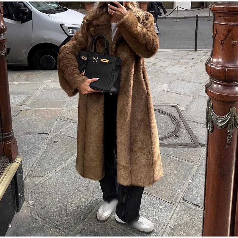 2024 New Eco-Friendly Fur Jacket European and American Cross-Border Amazon AliExpress Hot Style Fashion Street Trends