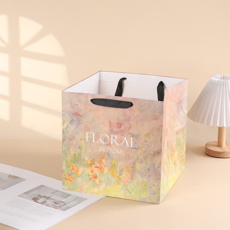 Trendy Flower Gift Bag, Valentine's Day Gift Packaging Tote, Floral Wrapping Tote Bag Wholesale