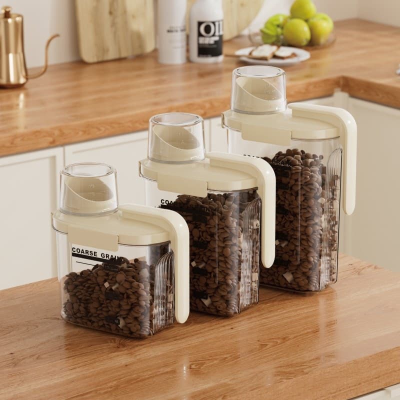Sealed Jar with Handle for Kitchen Grain and Cereal Storage, Large Capacity, Home Use, Moisture-Proof and Bug-Proof Rice Storage Container