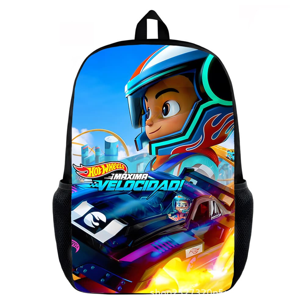 Hot Wheels Cross-Border Best-Selling Hot Wheels Racing 15-Inch Black Schoolbag Supports AliExpress JIT Dropshipping