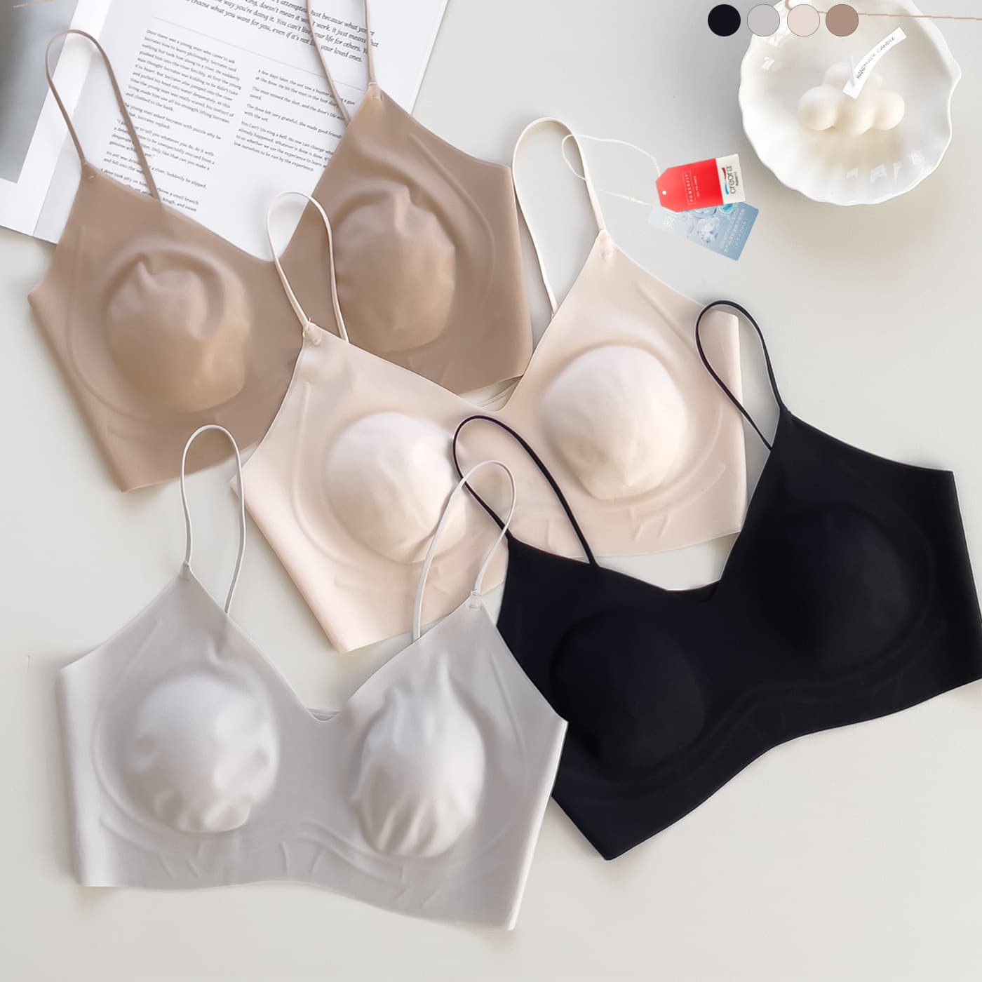 Seamless Foundation-Like Lingerie with Thin Straps, Jelly Seamless Bra for Women, Ultra-Thin Bunny Ear Cup, Beautiful Back Strapless Bra, Push-Up Bra