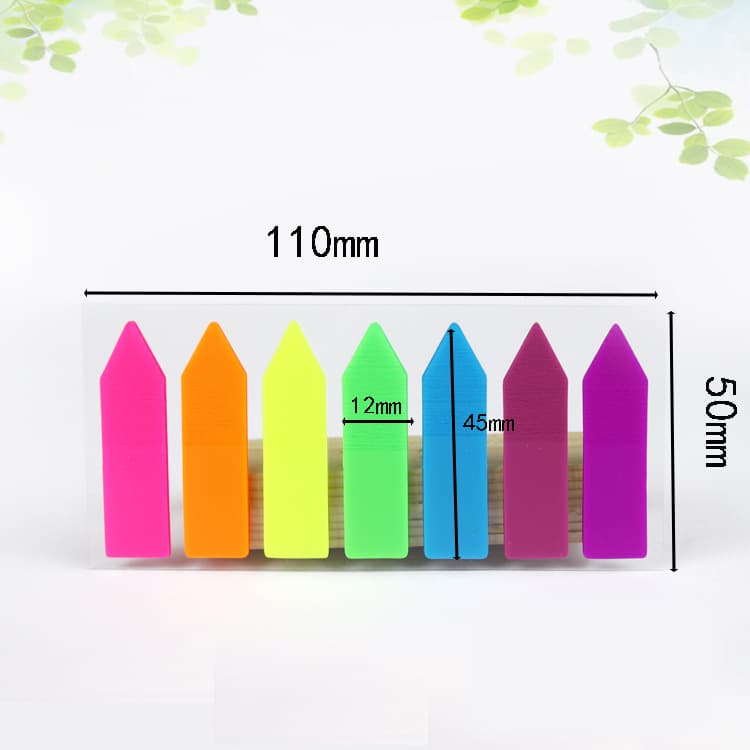 Factory Direct Transparent Sticky Notes Fluorescent Strip Index Tabs Student Self-Adhesive Waterproof Arrow Classification Labels