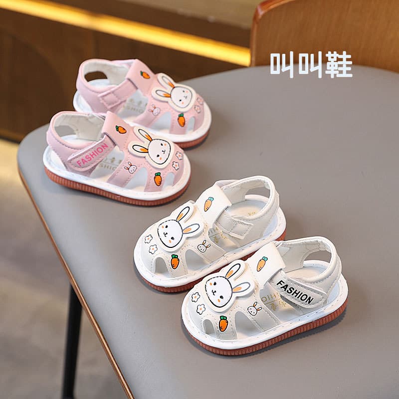 Summer Squeaky Shoes for Baby Girls, Infant Walking Shoes, Princess Soft-Soled Closed-Toe Sandals for Toddlers, Boys 0-1-2 Years