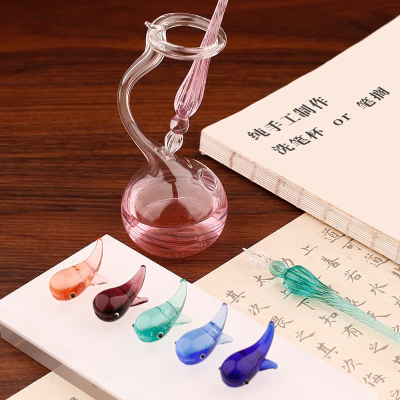 Stationery supplies glass dip pen pen washer cup pen washer little whale bunny pen holder pen holder pen holder small ornaments