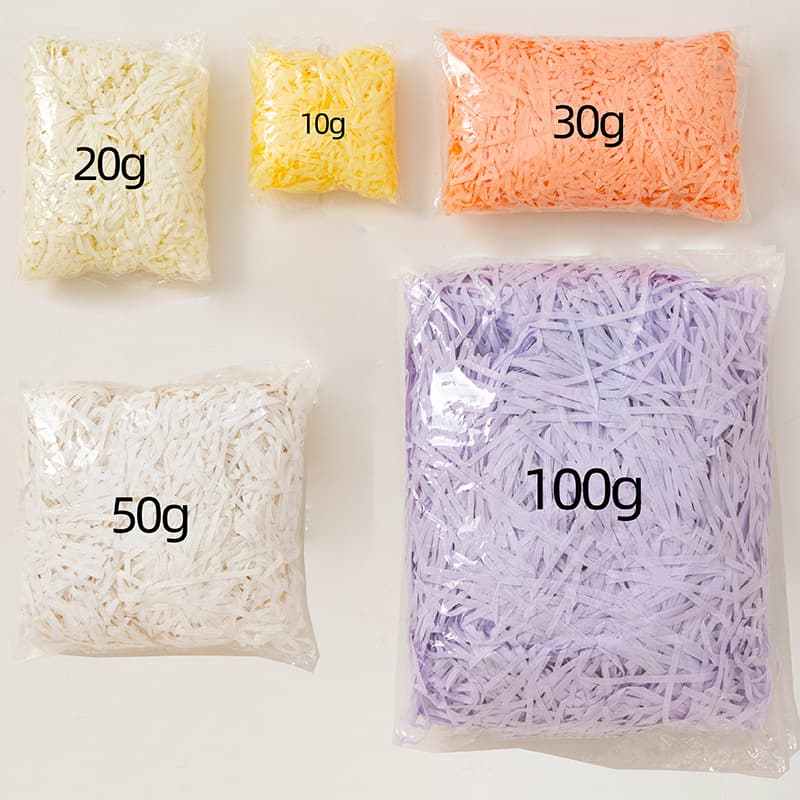 Raffia Grass Super Cheap 10g-100g Shredded Paper Shreds, Manufacturer Stock, Bulk Wholesale for Gift Box Filling