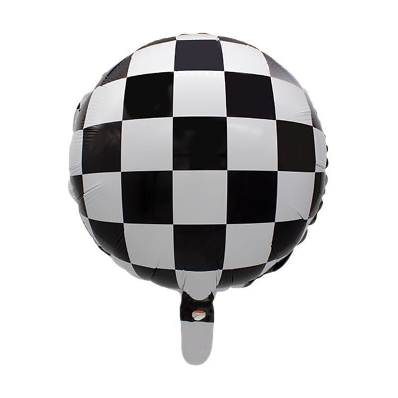 New 18-inch Black and White Checkered Racing Tire Foil Balloon Kids Birthday Party Decoration Balloon Prop