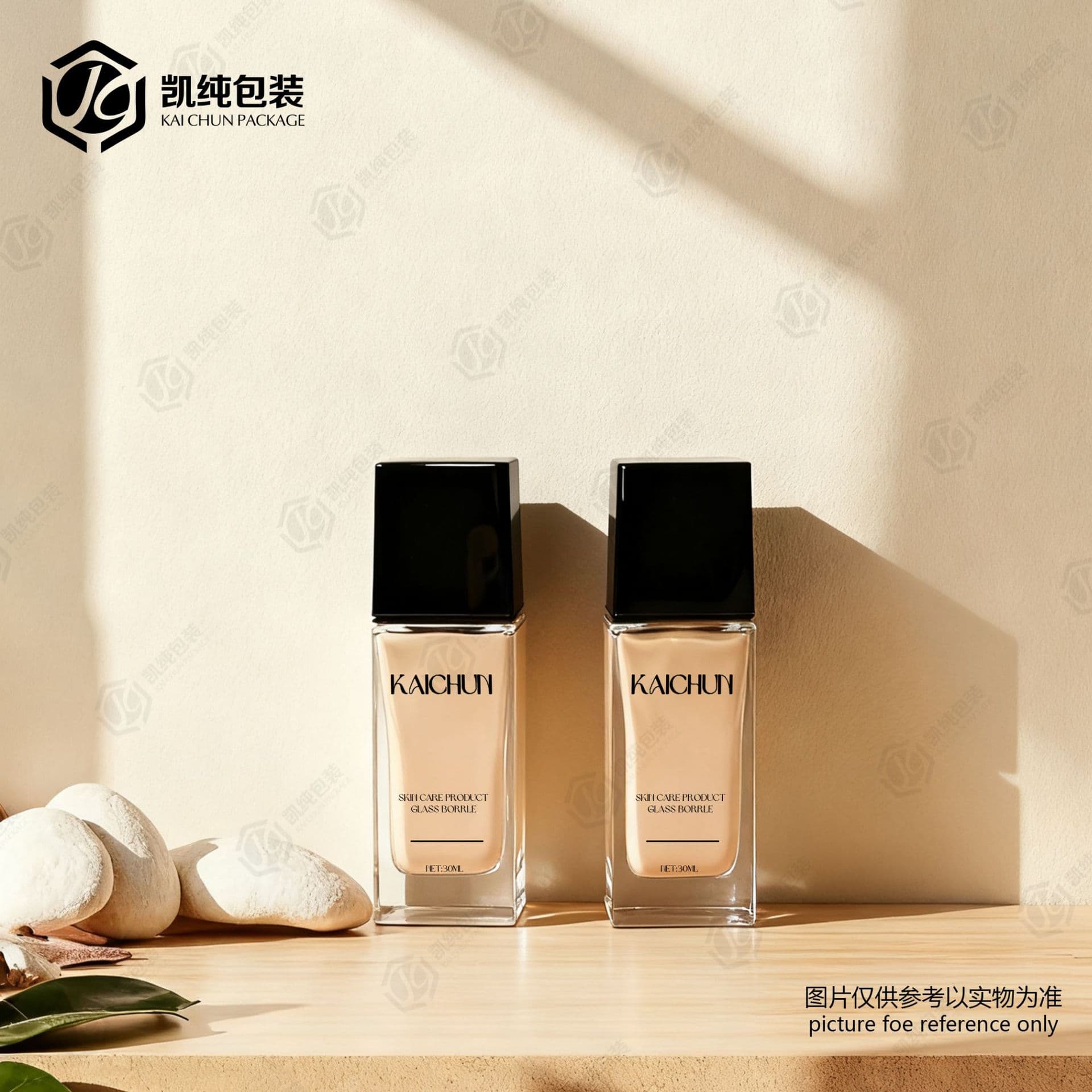 New Factory Stock Flat Square 30ml Glass Bottle for Foundation, Essence, Essential Oil, Cosmetic Refill Bottle