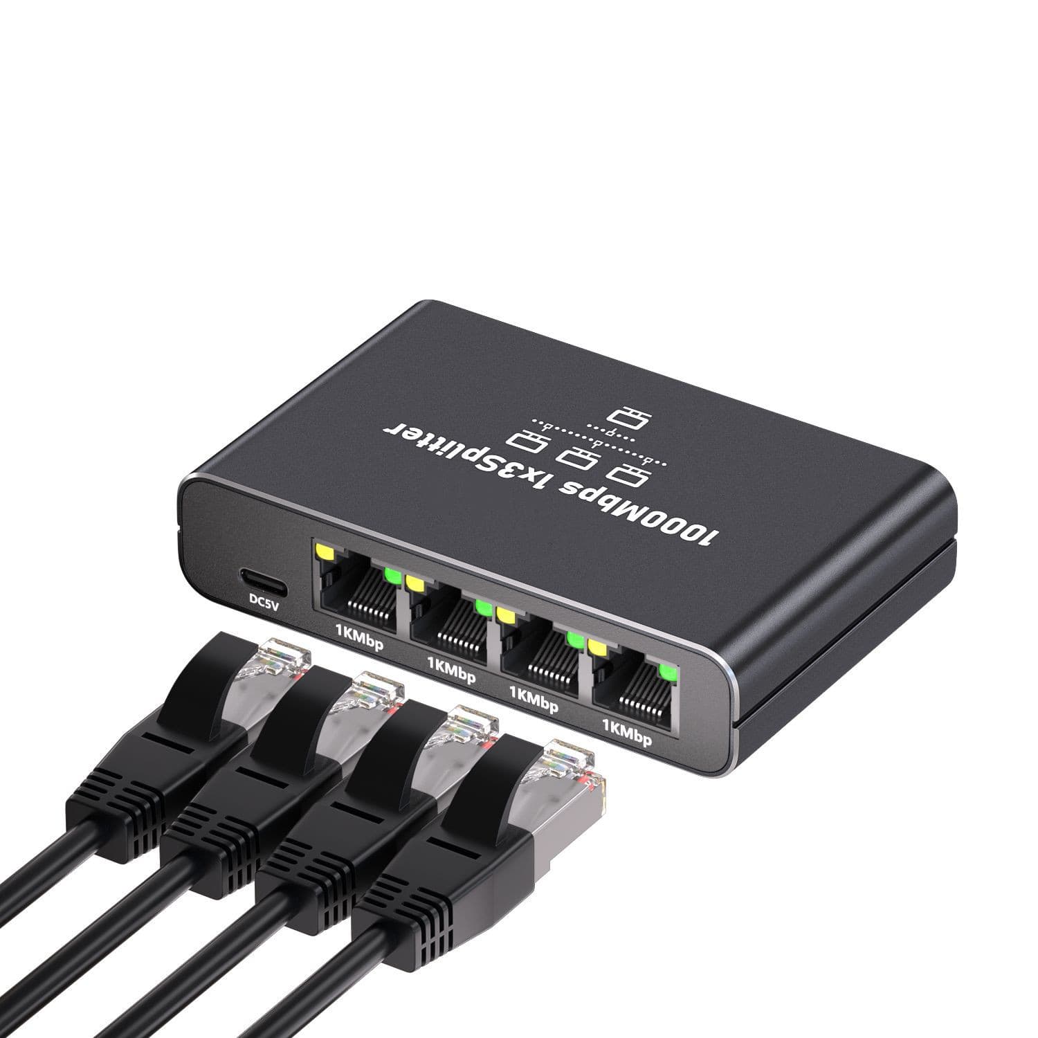 Gigabit network splitter 1 point 4 broadband network switch 1 point 3 network splitter network cable RJ 1 point 2
