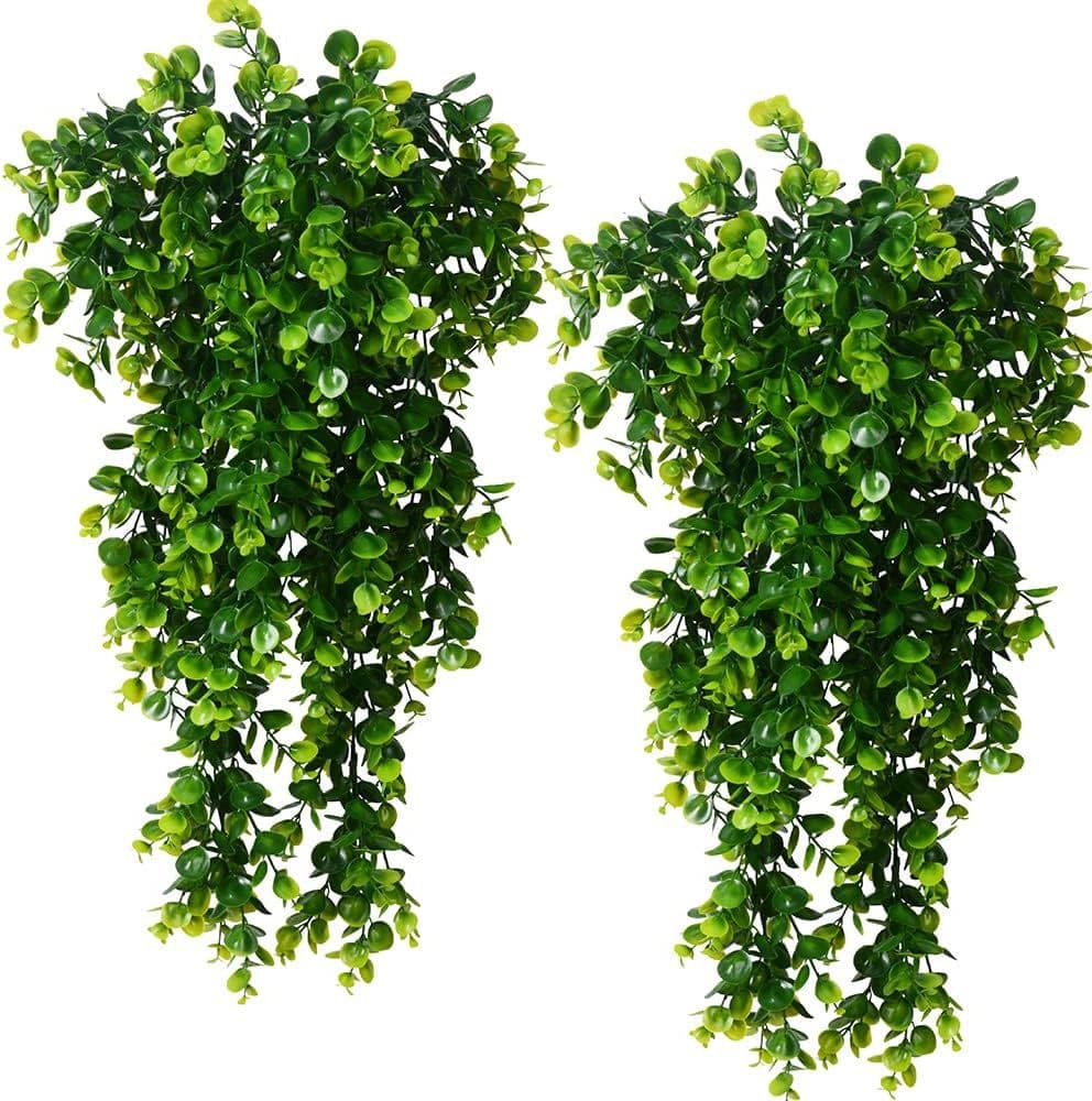 Simulated round eucalyptus rattan, fake hanging plant vines, home and office wall decoration, artificial greenery.