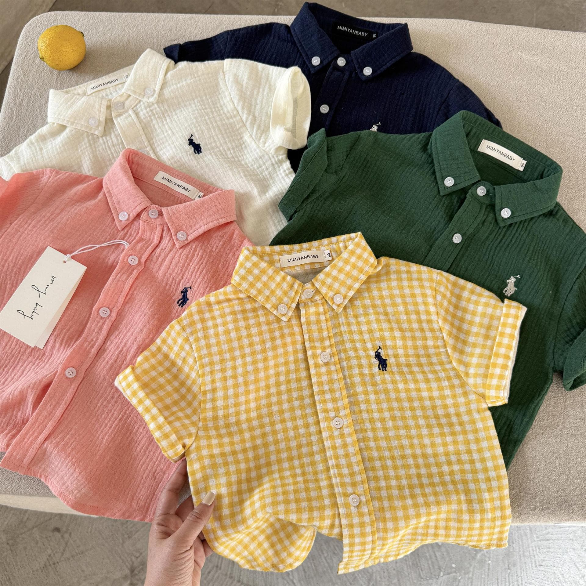 Children's Short-Sleeved Shirts 2026 Summer Japanese Style Plaid Shirts for Boys and Girls, Baby and Toddler Shirts Wholesale