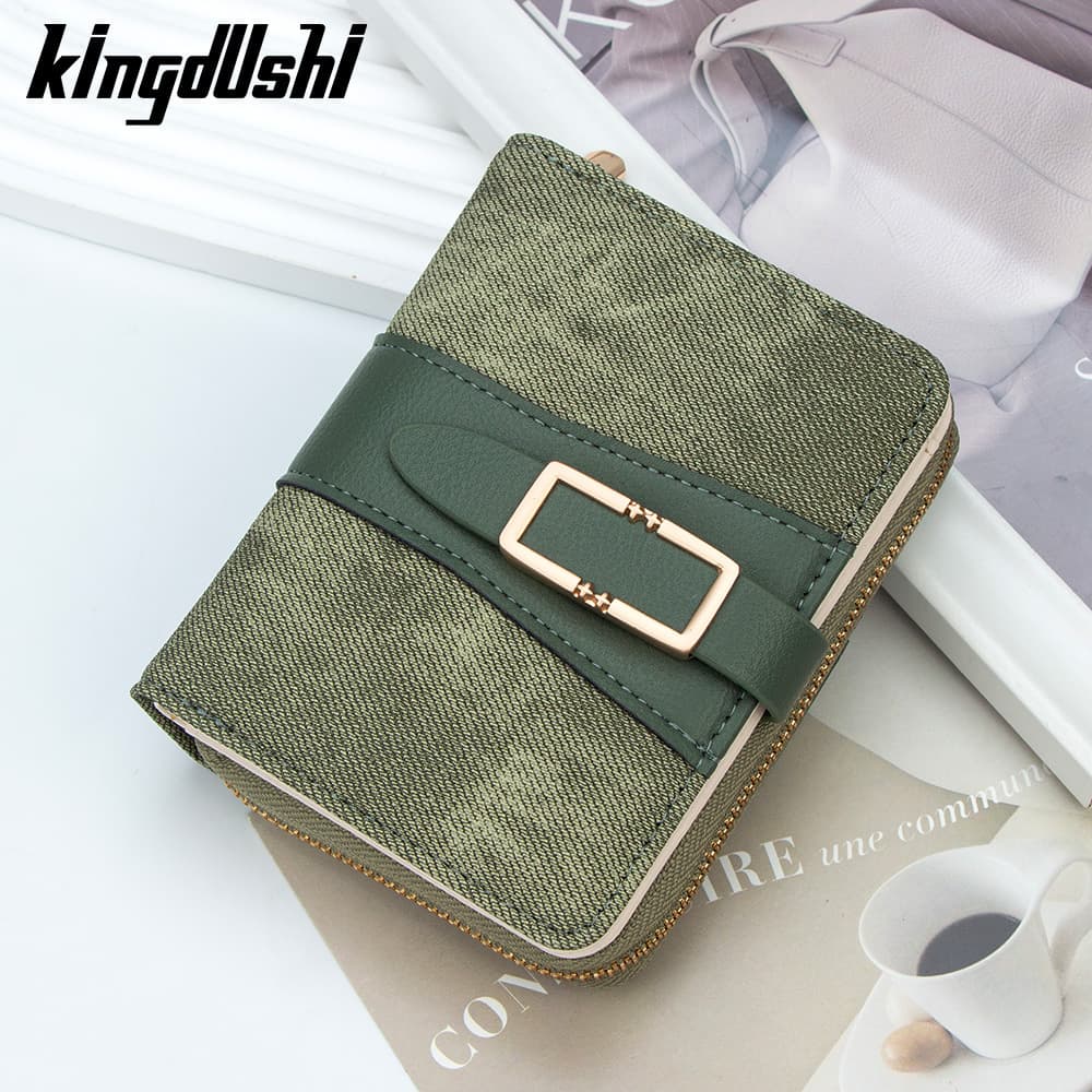 Korean Style Fashion Buckle Women's Short Wallet Denim Zip Card Holder Coin Purse Handbag Wallet