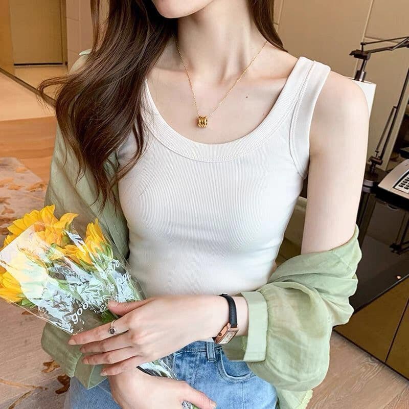 All-match anti-slip sleeveless thin bottoming camisole women's summer stretch slim-fit slimming Korean-style exterior wear