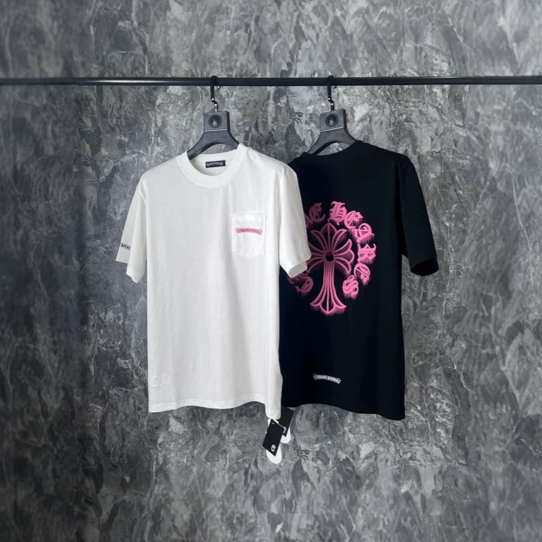 26S Cross-border Correct Version New Trendy Brand Chrome Hearts Heavy Embroidery Printed Short Sleeve T-Shirt Wholesale