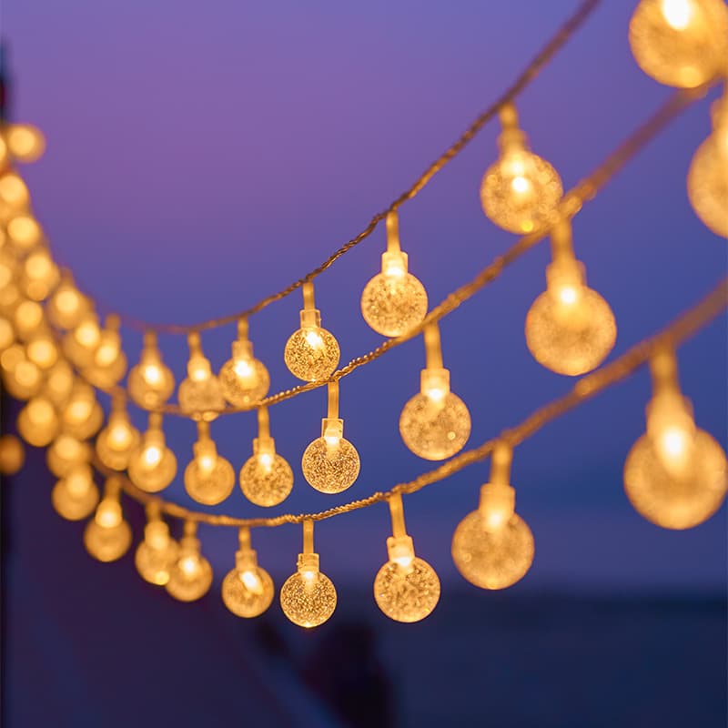 Star LED String Lights Outdoor Camping Ambiance Lights Christmas Holiday Decorative Colorful Lights Solar Bubble Ball String Lights