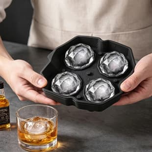 Silicone Four-Hole Diamond Ice Mold Whiskey Ice Ball Mold Ice Making Mold Freezing Mold Quick Freezer Ice Cube Round Ball