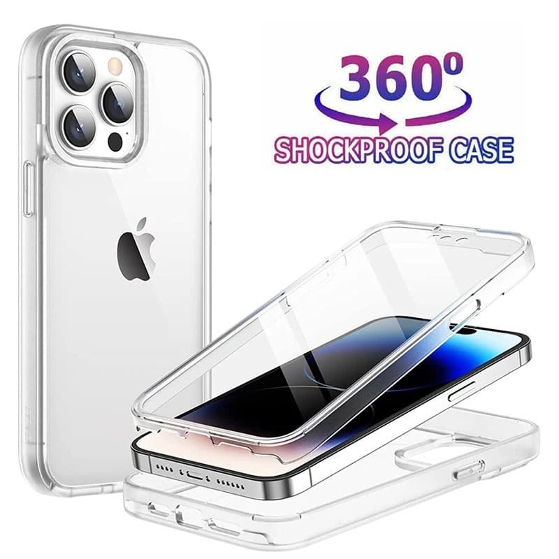 Compatible with iPhone 17 Case 360-Degree Dual-Sided Full Coverage Transparent Silicone for iPhone 16 Pro Max 15 12 Hard Shell
