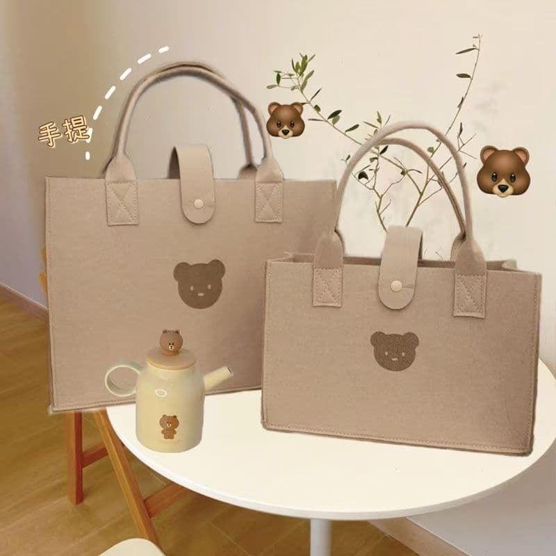 Factory direct sales felt bear bag felt handbag felt bag high-end large capacity thickened felt tote bag