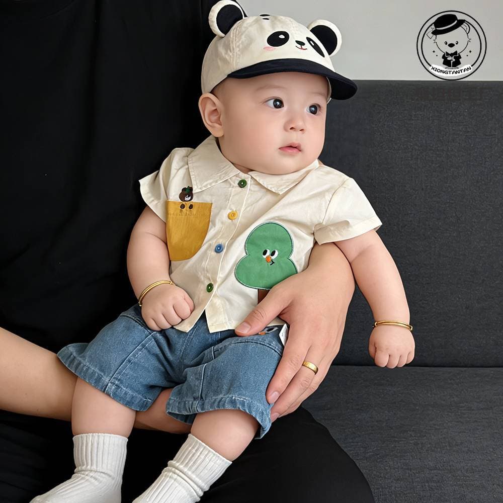 Boys summer suit 2026 new handsome little children's clothing children's short-sleeved shirt jeans summer baby clothes