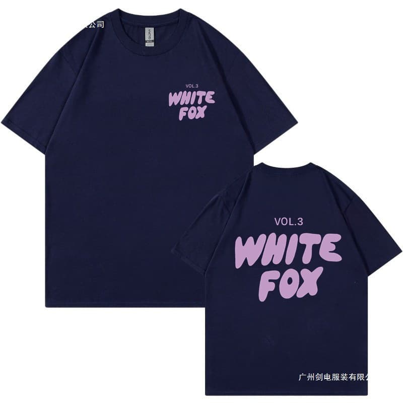 2025 European and American new women's summer T-shirt short-sleeved white fox print series high-quality versatile T-shirts for couples