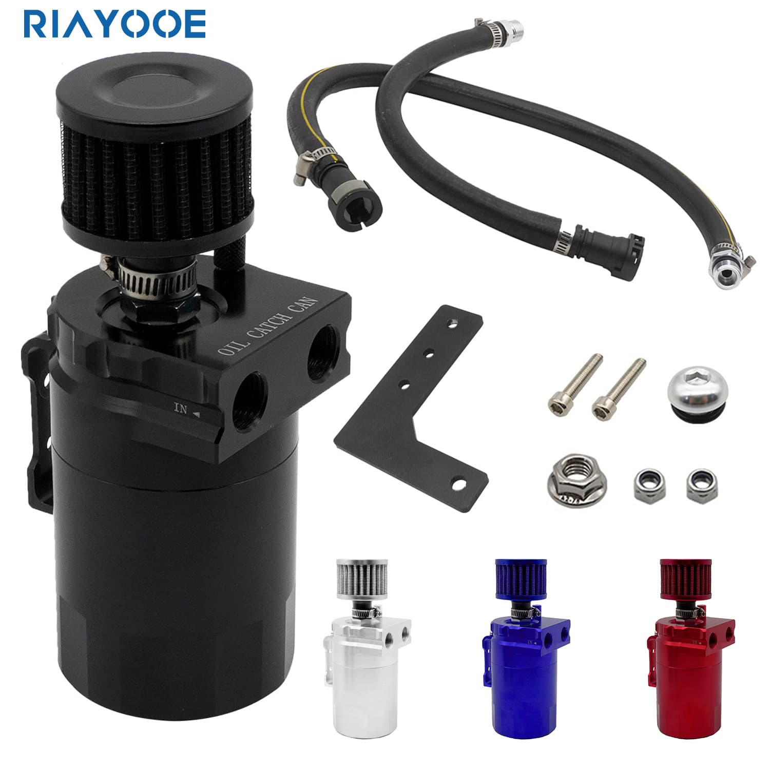 Modified Aluminum Alloy Fuel Tank Breather Oil Catch Can 350ML for Chevrolet GMC 1500