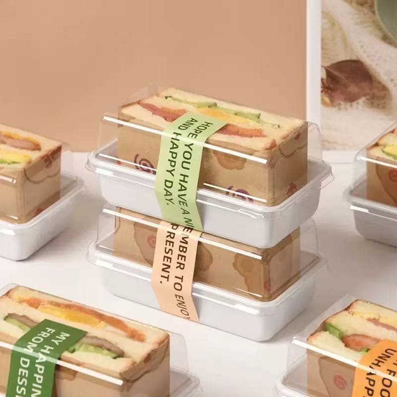 Influencer Sandwich Packaging Box - Disposable Bread Container for Desserts, Lunch Boxes, Baking, and Transparent Commercial Use