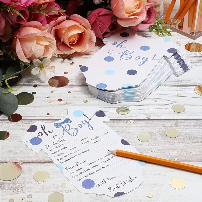 50 Sheets, Baby Gender Reveal Party Game Cards Baby Shower Prediction Advice Wishes Cards