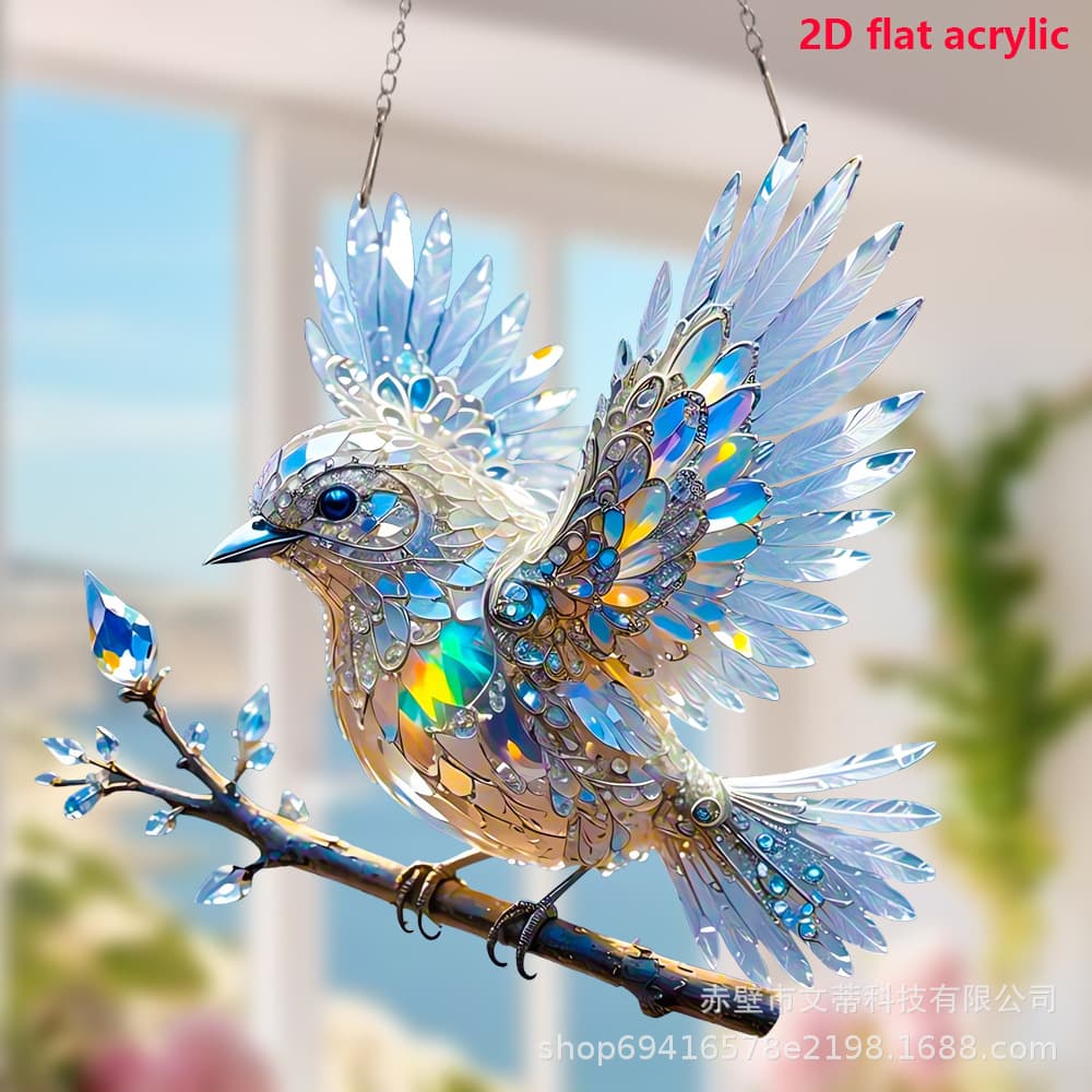 Cross-border Hot Selling Beautiful Bird Acrylic Living Room Garden Hanging Ornament Festival Scene Decoration Hanging Piece Gift
