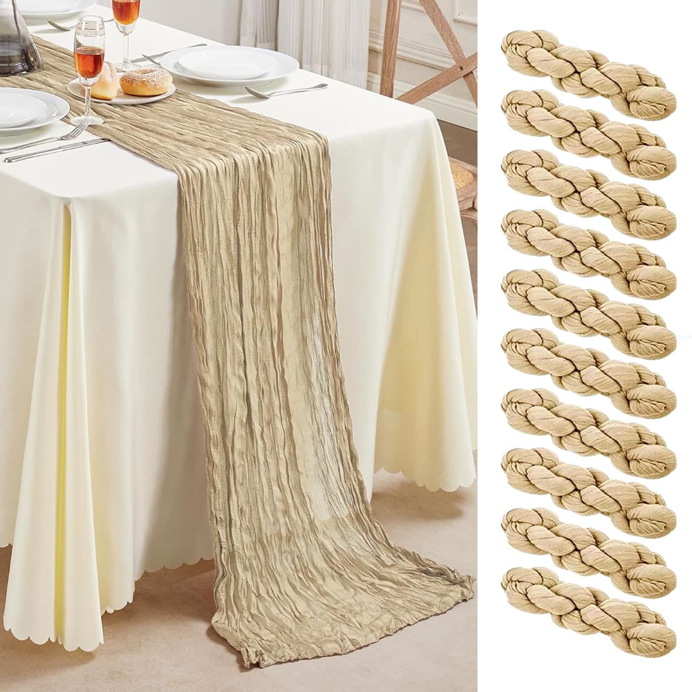 Home Table Decoration Runner Bali Gauze Crinkle Fabric Cheesecloth Table Runner Dining Table