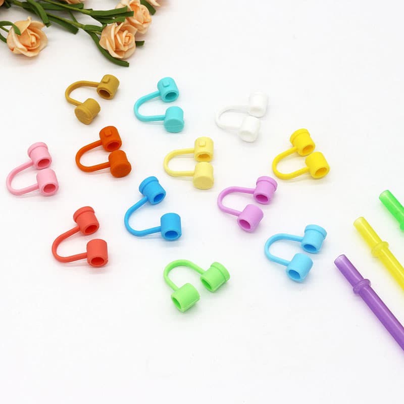 Cute style 8mm silicone straw caps, macaron dust covers, reusable straw sleeves and lids, stock wholesale.