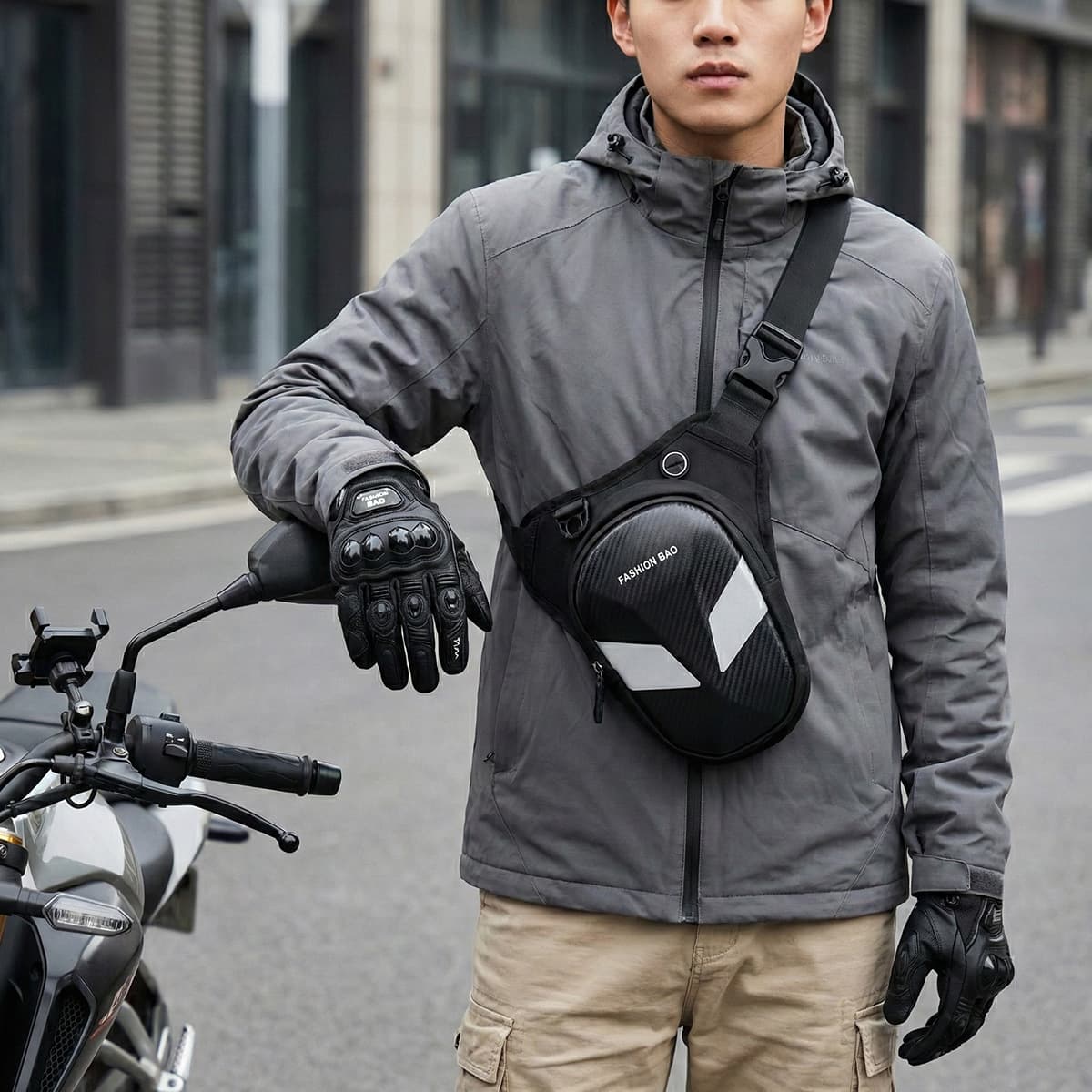 New retro trend crossbody chest bag men's motorcycle motorcycle crossbody bag casual sports outdoor tactical leg bag