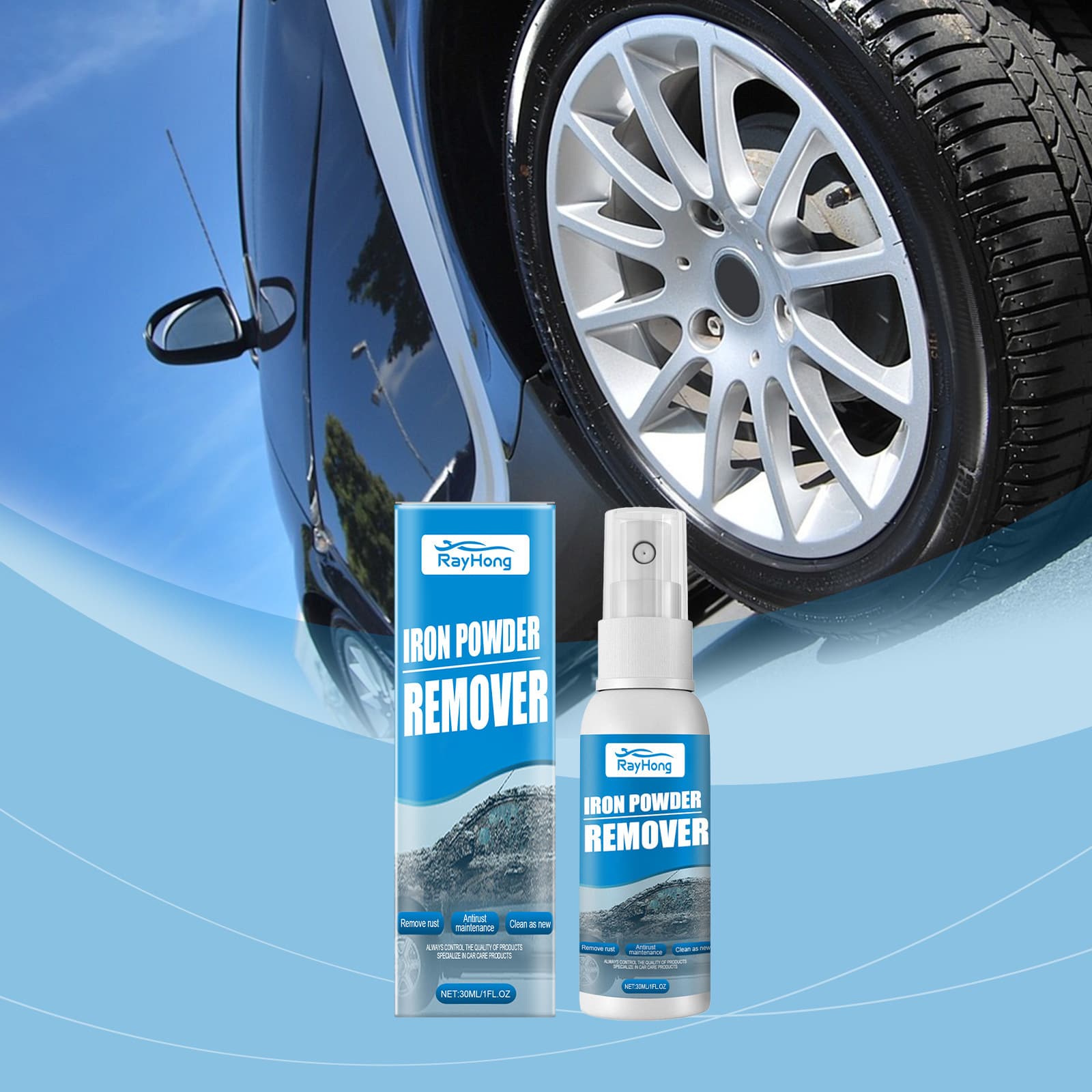 RAYHONG Car Iron Powder Rust Removal Spray Anti-Rust Decontamination Rust Remover Automotive Cleaning Supplies