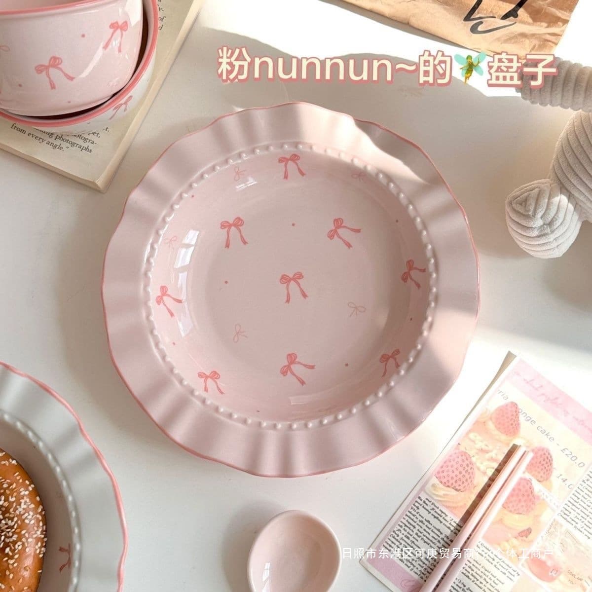 High-looking ceramic straw hat lace tableware ins deep plate pasta Western salad plate dinner plate home dish plate]