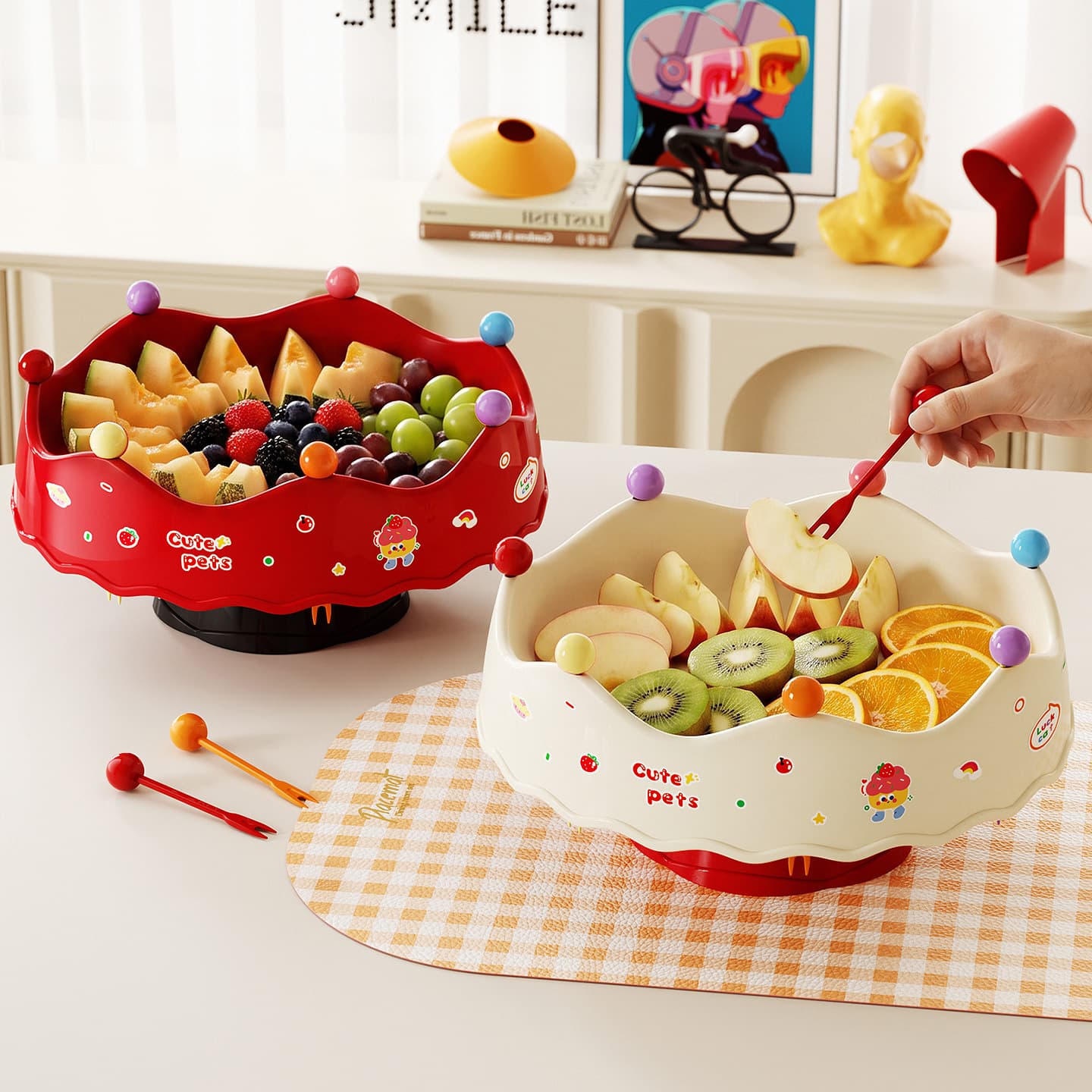 2026 New Crown Fruit Tray for Home Living Room Coffee Table Snack Display Plate Nut Candy Box Drain Basket