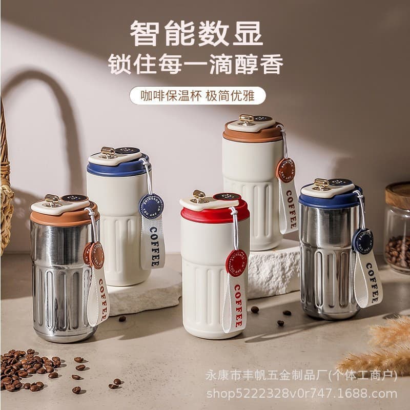 New 316 Stainless Steel Smart Temperature Display Coffee Cup for Women, High-End Office Insulated Mug with Custom LOGO Design