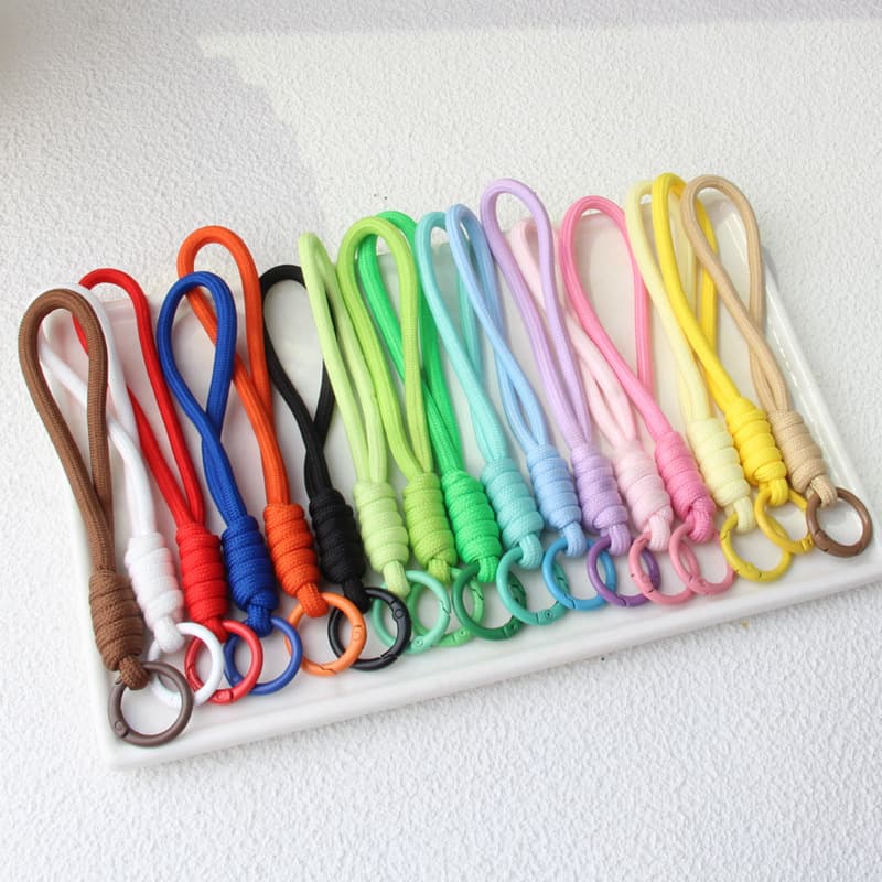New solid color keychain woven lanyards, macaron phone charms, clothing and bag plush accessories, DIY parts