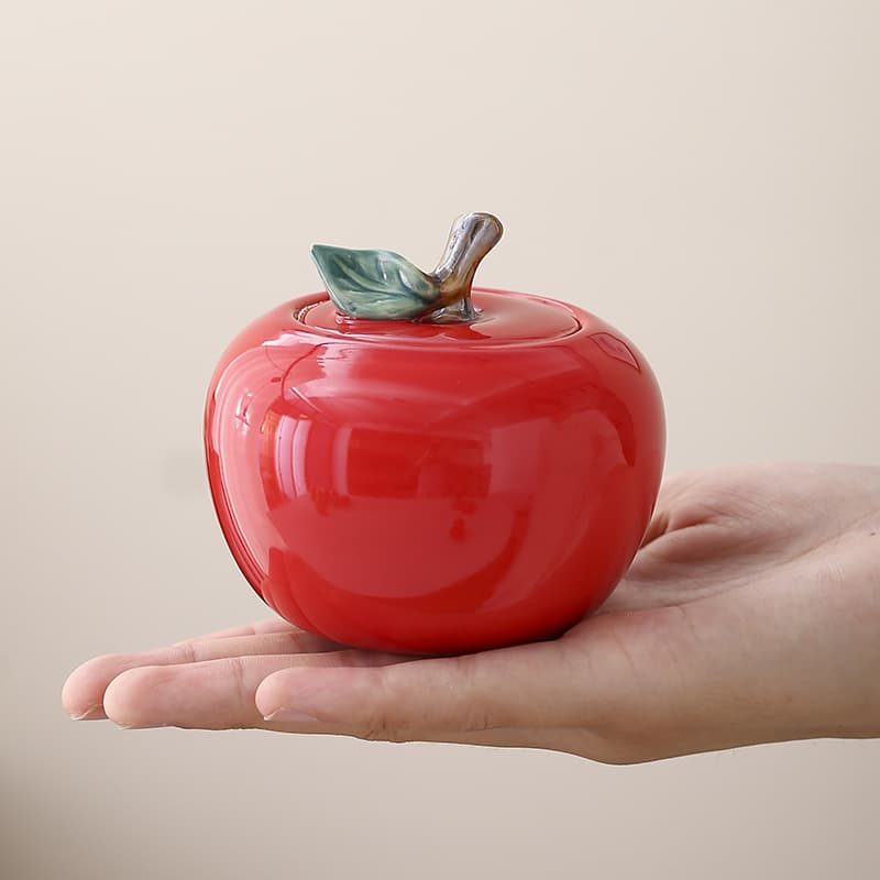 Small Apple-Shaped Canister, Small Tea Canister, Decorative Piece, Christmas Gift, Red and Green Tea Canister, Gift Box, Holiday Souvenir Canister