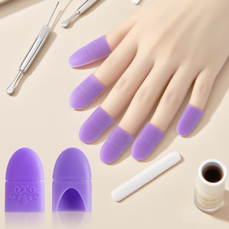 Hot-Selling Purple Nail Removal Finger Cots, Compatible with Gel Nail Polish Removal, Non-Damaging to Hands and Feet, Silicone Nail Removal Finger Cots