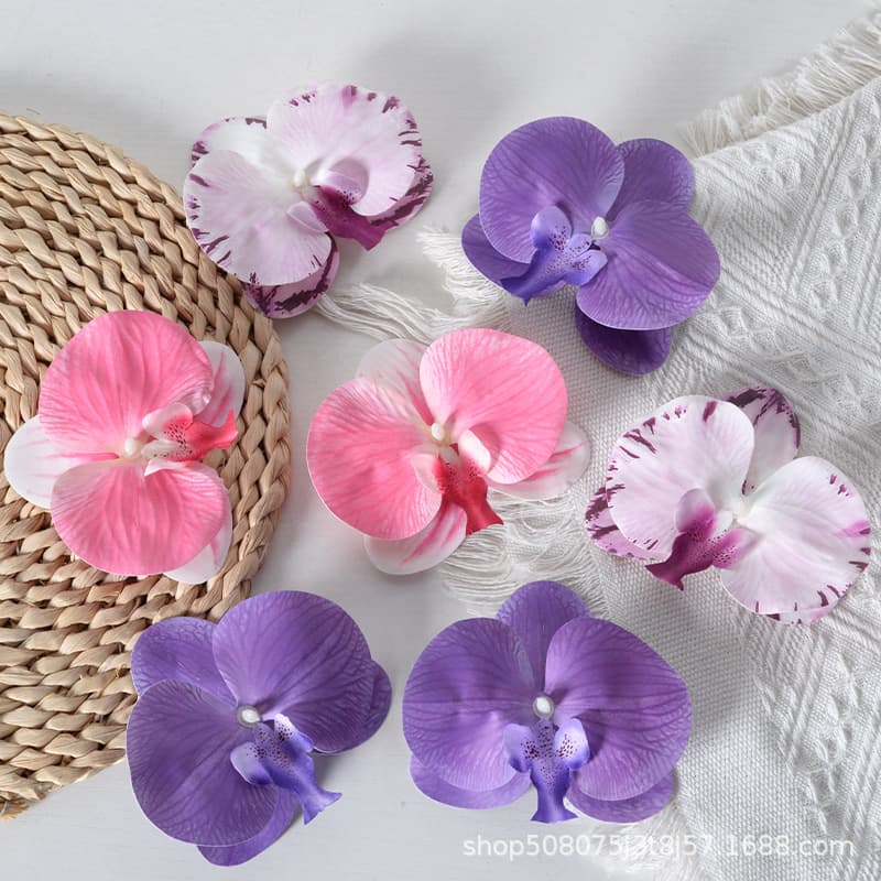 Artificial Phalaenopsis Orchid Head Simulated Flower Wall Accessories Wedding Flower Materials DIY Handmade Decorative Flower Headdress Hairpin