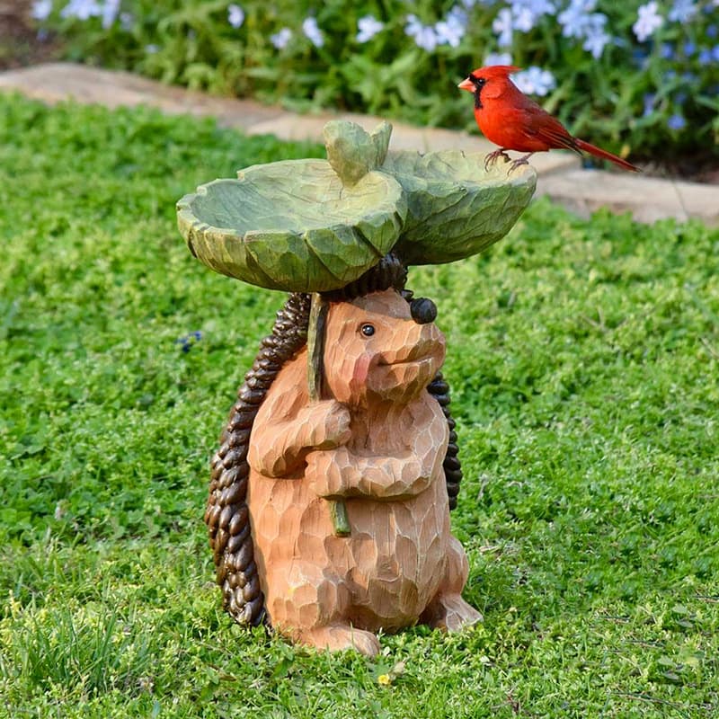 New Cross-Border Creative Simulation Animal Bird Feeder Garden Hedgehog Dog Resin Bird Bath Craft Decoration