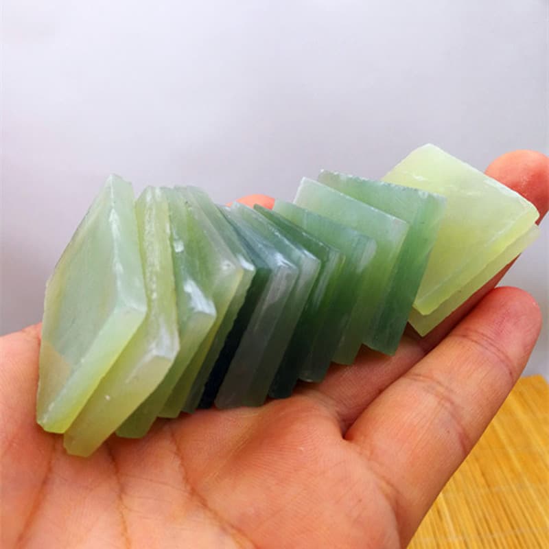 DIY semi-finished natural Xiuyan jade peace plaque, rough stone, blank square, practice carving jade slab commemorative plaque