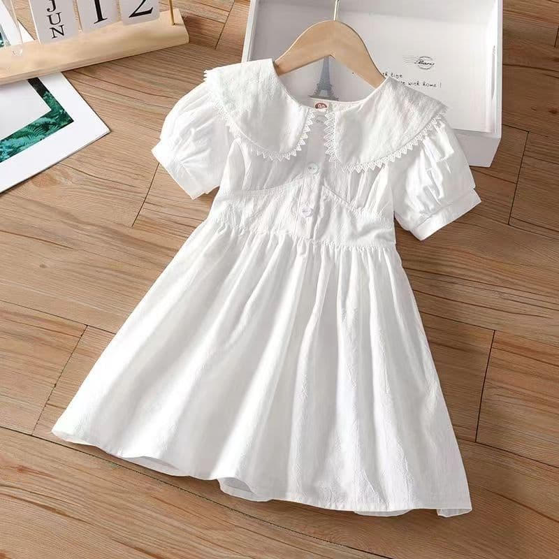 Girls dress summer 2025 new style cardigan petticoat baby solid color princess dress children's short-sleeved skirt