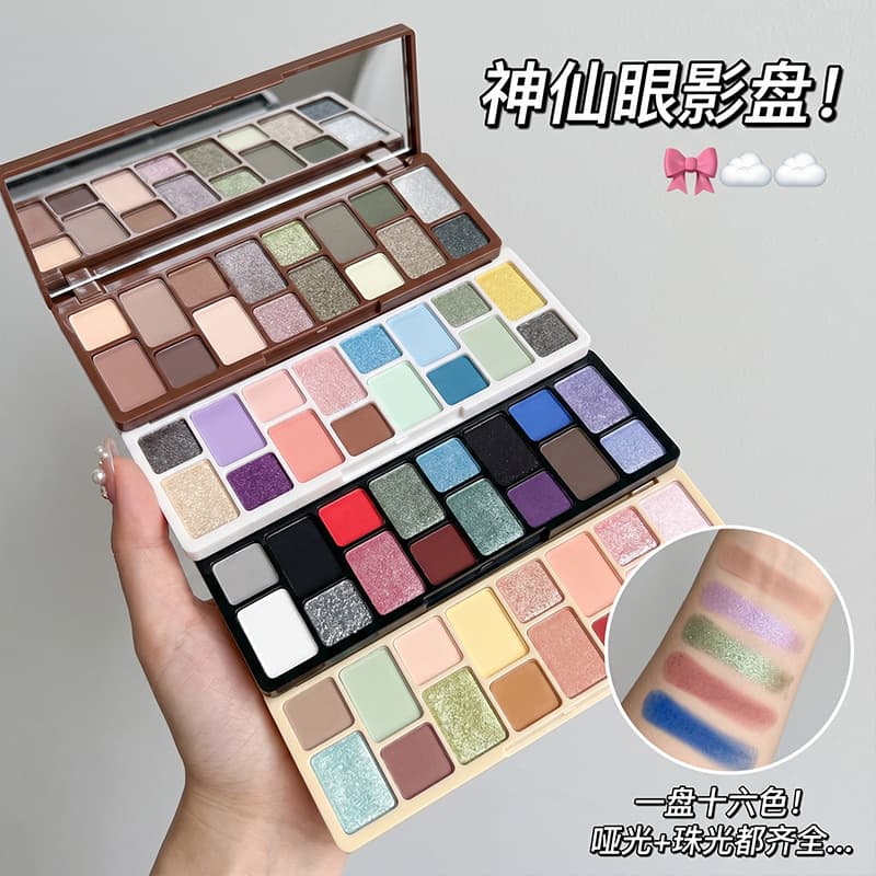 16-Color Eyeshadow Palette Blue Pink Earth Tones Stage Performance Festival Multi-Use Affordable Makeup Palette Beginner Friendly