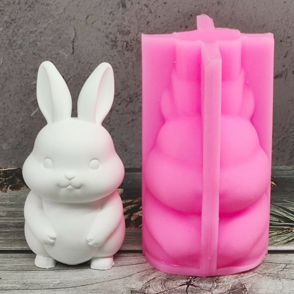 Rabbit Figurine Candle Plaster Ornament Silicone Mold DIY Plaster Figurine Candle Holder Silicone Mold W1242