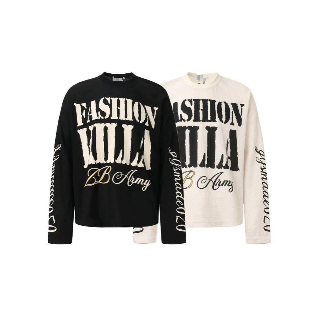 2026 European and American hip-hop street graffiti letter printing American retro trendy brand long-sleeved T-shirt men's autumn tops
