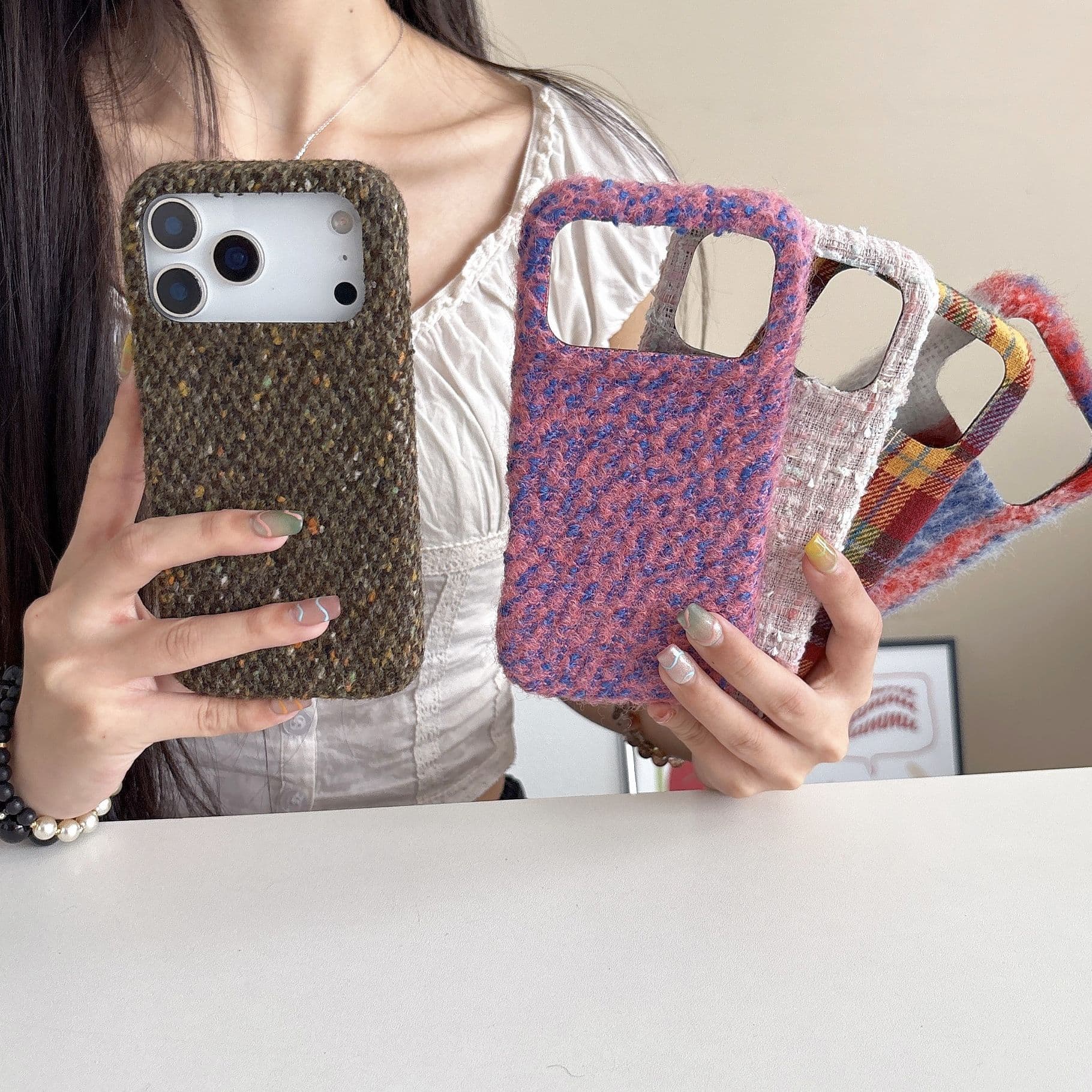 Autumn/Winter Wool Flannel Fabric Case for iPhone 17 Apple 16 Pro Max Phone Case 14/15 New Full Coverage Case