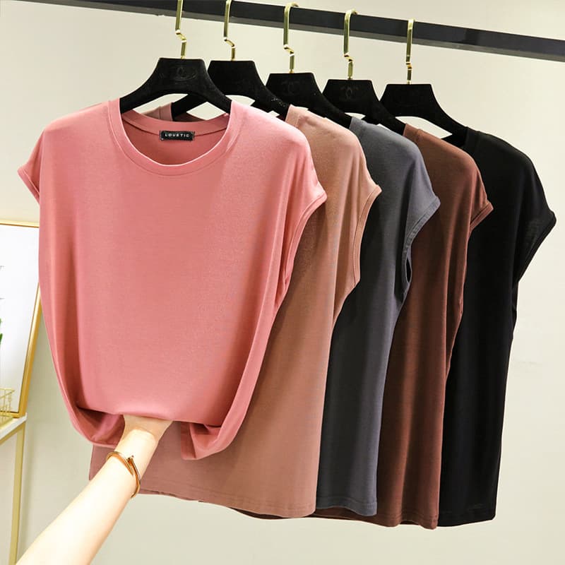 Sleeveless T-Shirt for Women Summer Korean Style New Loose Fit Slimming Versatile Round Neck Basic Top